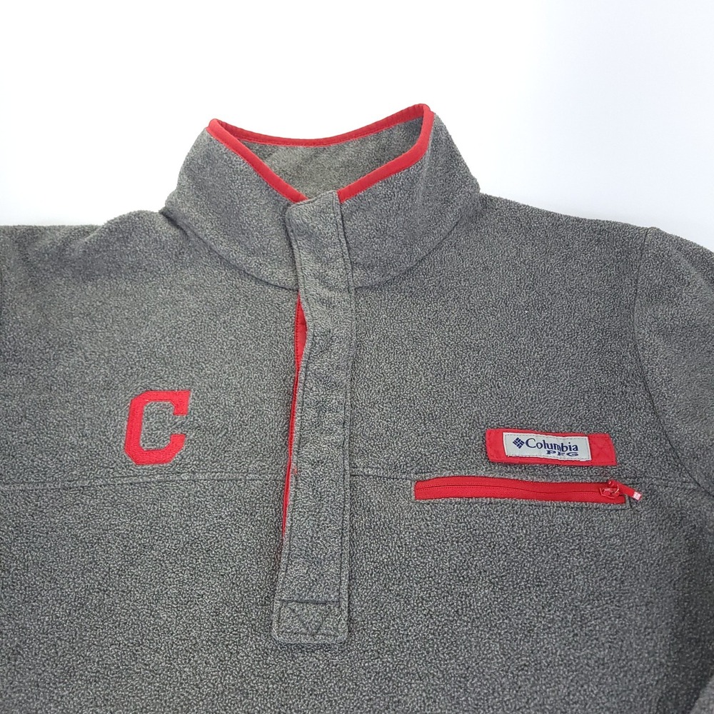 Cleveland Guardians Fleece Pullover Mens Med Gray Red Columbia PFG Harborside